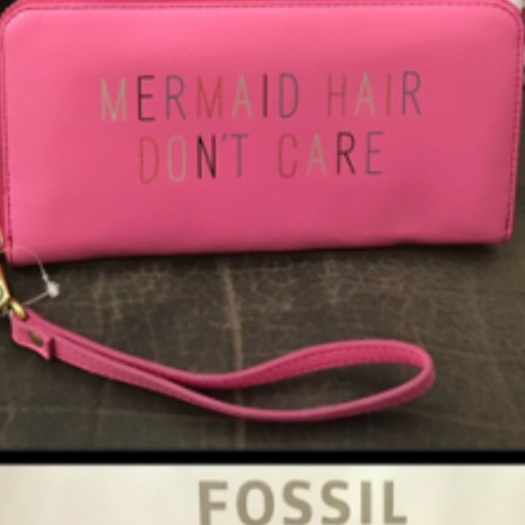 Fossil Handbags - Fossil leather wallet wristlet mermaid